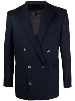 Двубортный пиджак с заостренными лацканами Balmain. Цвет: синий