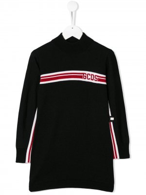 Платье-свитер с логотипом Gcds Kids. Цвет: черный