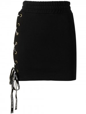 Юбка мини с завышенной талией Versace Jeans Couture. Цвет: черный