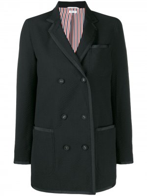 Фактурный двубортный пиджак Thom Browne. Цвет: черный