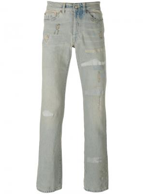 Прямые джинсы с потертостями Htc Hollywood Trading Company. Цвет: синий