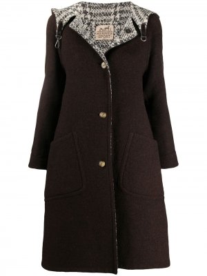 Двустороннее пальто 1990-х годов с капюшоном pre-owned Hermès. Цвет: коричневый