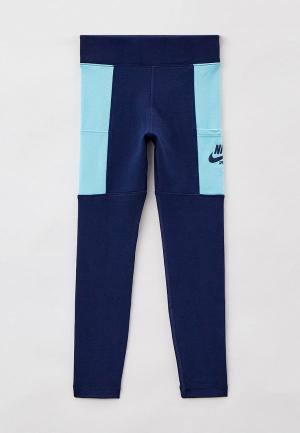 Леггинсы Nike. Цвет: синий