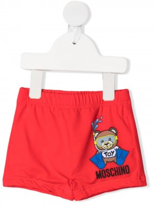 Плавки-шорты с принтом Teddy Diver Moschino Kids. Цвет: красный