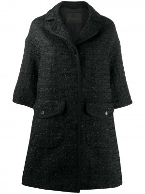 Твидовое пальто с укороченными рукавами Herno. Цвет: черный