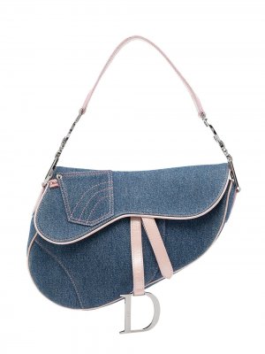 Джинсовая сумка Saddle pre-owned Christian Dior. Цвет: синий