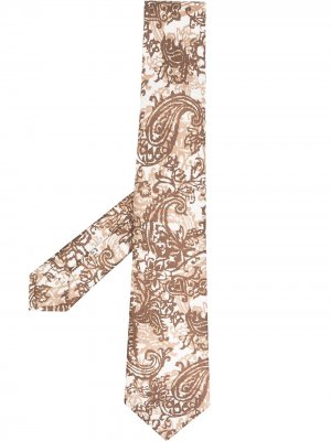 Галстук с абстрактным узором Kiton. Цвет: коричневый