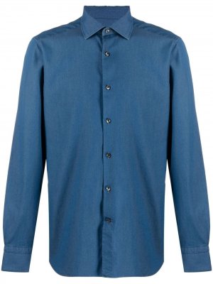 Рубашка на пуговицах с длинными рукавами Ermenegildo Zegna. Цвет: синий