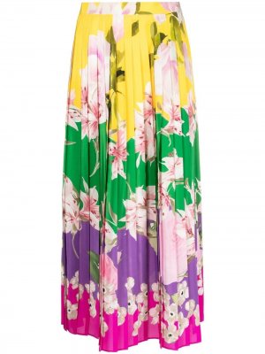 Плиссированная юбка миди с цветочным принтом Valentino. Цвет: желтый
