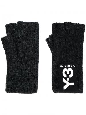 Перчатки-митенки Y-3. Цвет: чёрный