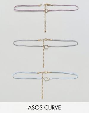 3 ожерелья-чокер эксклюзивно для ASOS CURVE. Цвет: мульти
