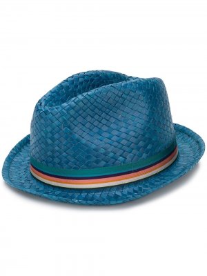 Плетеная шляпа-федора PAUL SMITH. Цвет: синий