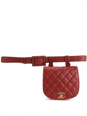 Стеганая поясная сумка 1990-х годов с логотипом Chanel Pre-Owned. Цвет: красный