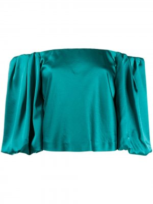 Блузка с открытыми плечами и объемными рукавами Pinko. Цвет: зеленый
