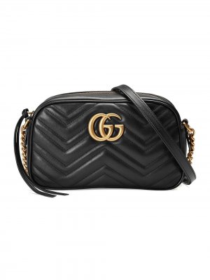 Маленькая стеганая сумка на плечо GG Marmont Gucci. Цвет: черный