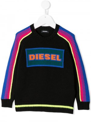 Свитер с вышитым логотипом Diesel Kids. Цвет: черный
