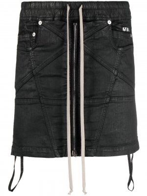 Вощеная юбка мини Rick Owens DRKSHDW. Цвет: черный