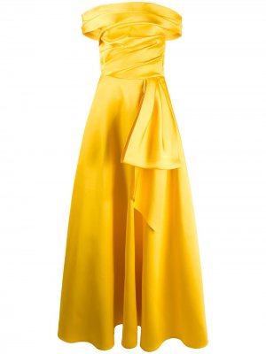 Вечернее платье с драпировкой Talbot Runhof. Цвет: желтый