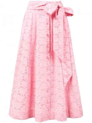 Пляжная юбка на пуговицах спереди Lisa Marie Fernandez. Цвет: розовый и фиолетовый