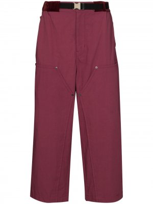 Укороченные брюки Oxford свободного кроя Sacai. Цвет: розовый