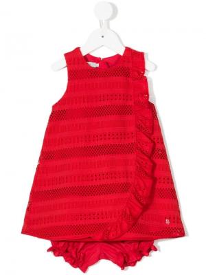 Комплект из платья с шорт оборками Baby Dior. Цвет: красный