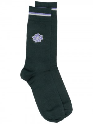 Носки вязки интарсия с цветочным узором Marni. Цвет: зеленый