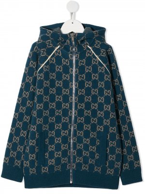 Куртка с вышивкой GG Gucci Kids. Цвет: синий