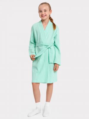 Вафельный халат для девочек в мятно-зеленом оттенке Mark Formelle. Цвет: ментол