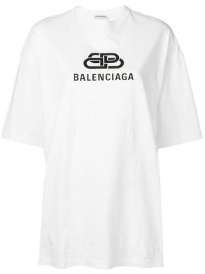 Футболка оверсайз с логотипом BB Balenciaga. Цвет: белый
