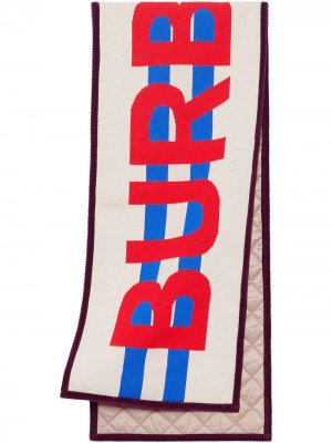 Жаккардовый шарф с логотипом Burberry Kids. Цвет: белый