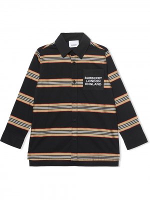 Рубашка в полоску Vintage Stripe Burberry Kids. Цвет: черный
