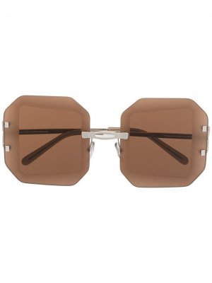 Солнцезащитные очки в массивной оправе Marni Eyewear. Цвет: коричневый