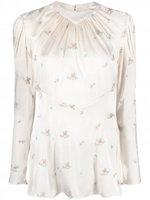 Блузка с длинными рукавами и цветочной вышивкой Paco Rabanne. Цвет: нейтральные цвета