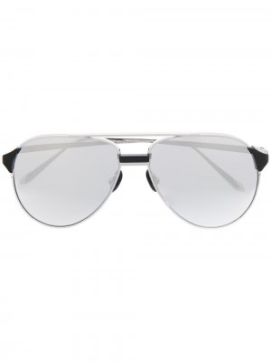 Солнцезащитные очки-авиаторы Linda Farrow. Цвет: серебристый