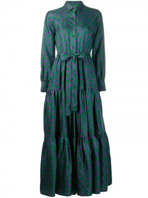 Платье-рубашка с абстрактным принтом La Doublej. Цвет: зеленый