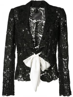 Кружевной пиджак на завязке Monique Lhuillier. Цвет: чёрный