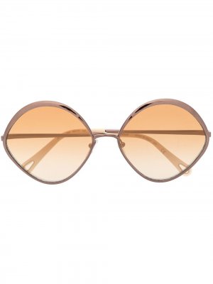 Солнцезащитные очки в круглой оправе Chloé Eyewear. Цвет: коричневый