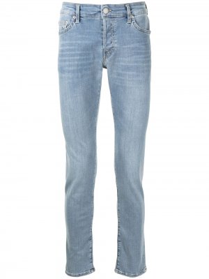 Узкие джинсы Tony с эффектом потертости True Religion. Цвет: синий