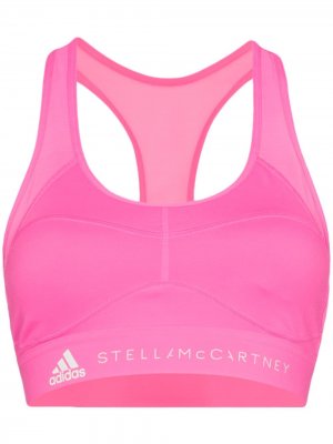 Спортивный бюстгальтер с логотипом adidas by Stella McCartney. Цвет: розовый