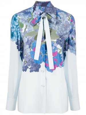 Блузка с цветочным принтом Valentino. Цвет: синий
