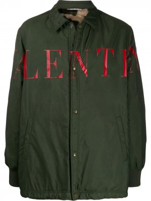 Куртка-рубашка с логотипом Valentino. Цвет: зеленый