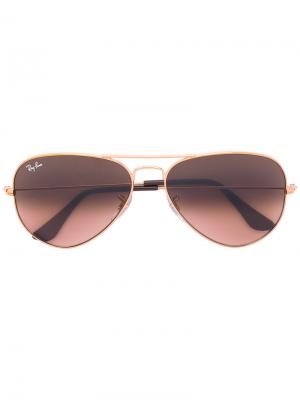 Солнцезащитные очки с оправой авиатор Ray-Ban. Цвет: коричневый