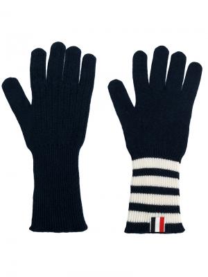 Кашемировые перчатки с полосками 4-Bar Thom Browne. Цвет: синий