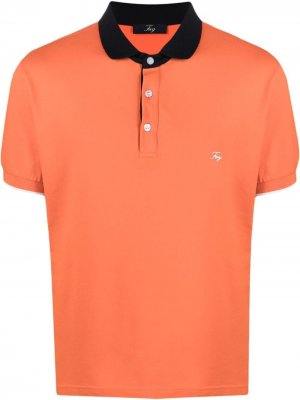 Рубашка поло с контрастным воротником Fay. Цвет: оранжевый