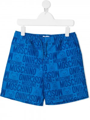 Плавки-шорты Teddy Bear с логотипом Moschino Kids. Цвет: синий