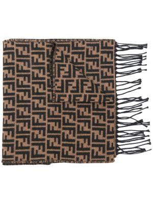 FF logo knit scarf Fendi. Цвет: коричневый