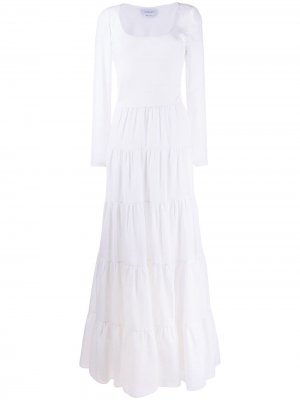 Ярусное платье с длинными рукавами Gabriela Hearst. Цвет: белый