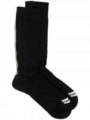 Носки с логотипом и полосками Jil Sander. Цвет: черный