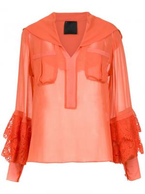 Sheer satin blouse Andrea Bogosian. Цвет: оранжевый