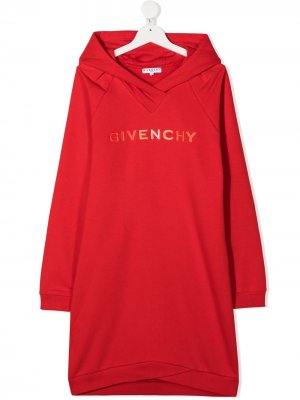 Платье-толстовка с логотипом Givenchy Kids. Цвет: красный